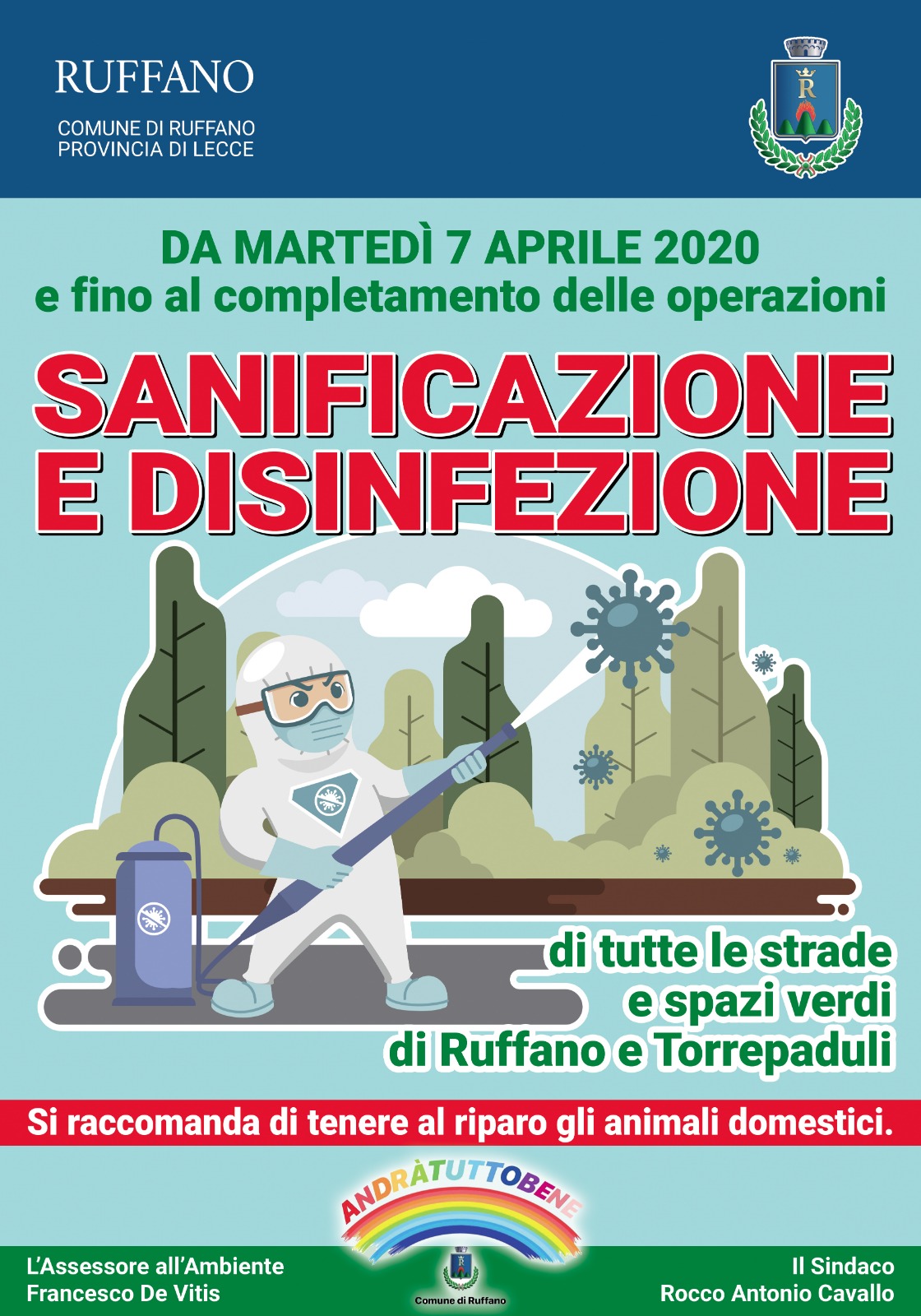 Avviso sanificazione strade e spazi verdi